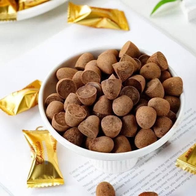 Eason松露形狀巧克力桶裝休閒零食小吃代可可脂黑巧克力批發喜糖節日糖果108g