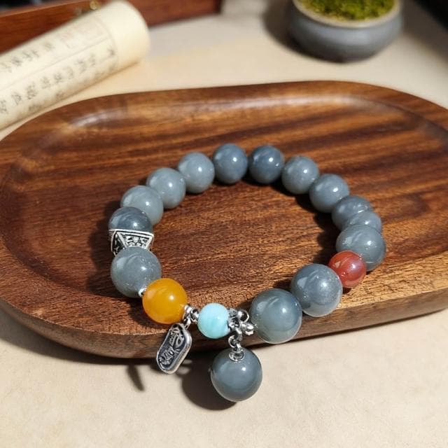 【Paiya 派亞】【設計款多寶手串】11.9mm煙紫和田玉配南紅蜜蠟海紋石 | 高級感文玩手鍊