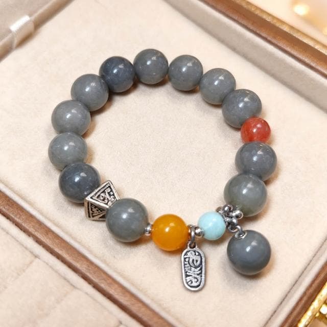 【Paiya 派亞】【設計款多寶手串】11.9mm煙紫和田玉配南紅蜜蠟海紋石 | 高級感文玩手鍊