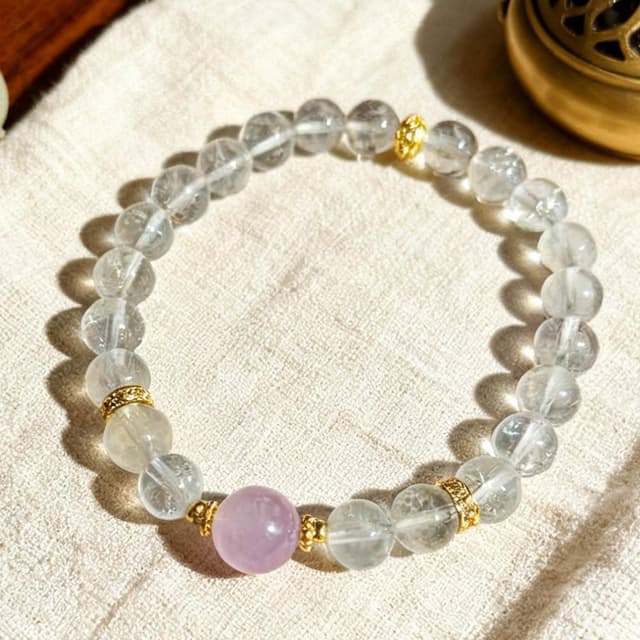 【Paiya 派亞】6mm綠水晶綠阿賽+8.5mm紫鋰輝主珠手串手鍊