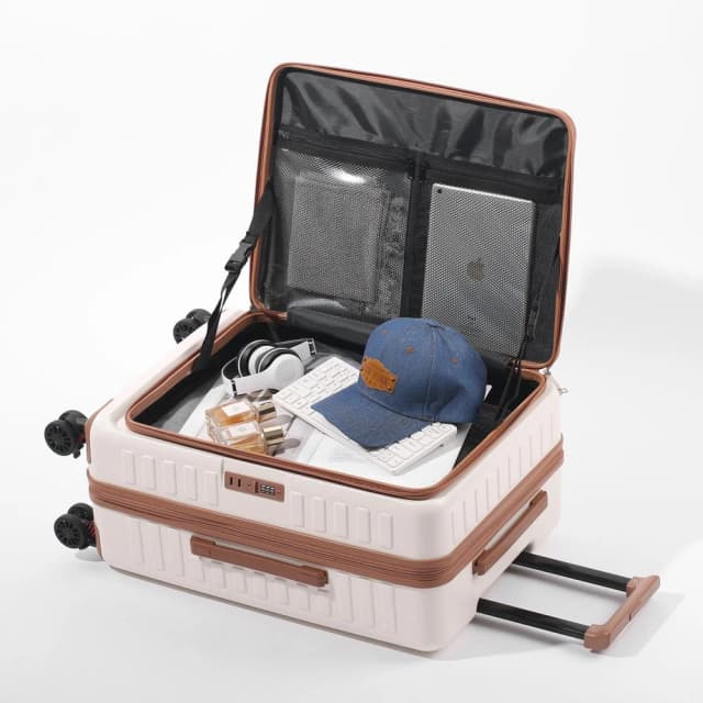 前開式行李箱 登機箱 上掀式行李箱 擴充行李箱 行李箱20吋 24吋 28吋行李箱 杯架 剎車輪 掛勾 多功能旅行箱