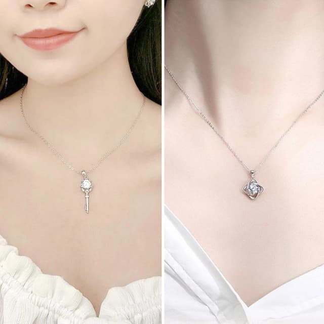 【MoonDy】50分-5克拉莫桑鑽項鍊(多款任選) 女生項鍊 莫桑鑽 項鍊 純銀項鍊 百搭吊墜 小眾珠寶 伴娘禮物 不易過敏 生日禮物