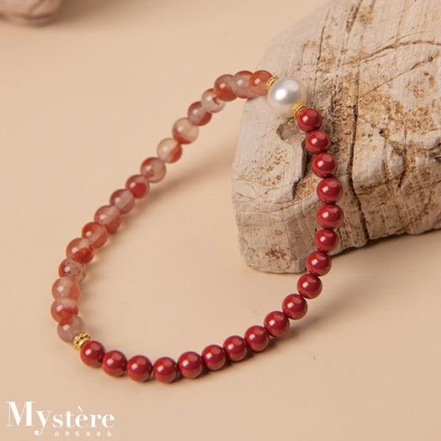 【my stere 我的時尚秘境】天然帝王砂淡水珍珠手鍊 天然水晶手串 招財開運飾品 水晶串珠