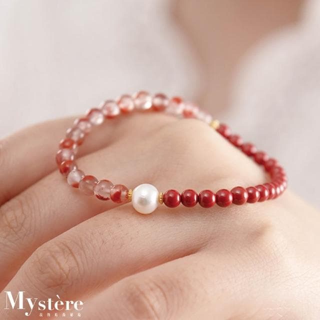 【my stere 我的時尚秘境】天然帝王砂淡水珍珠手鍊 天然水晶手串 招財開運飾品 水晶串珠