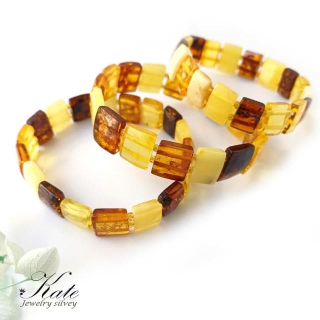 【KATE】銀飾 經典四色波羅的海天然琥珀手排 多寶琥珀 琥珀手環 蜜蠟手排 波羅的海琥珀 生日禮物 情人禮物