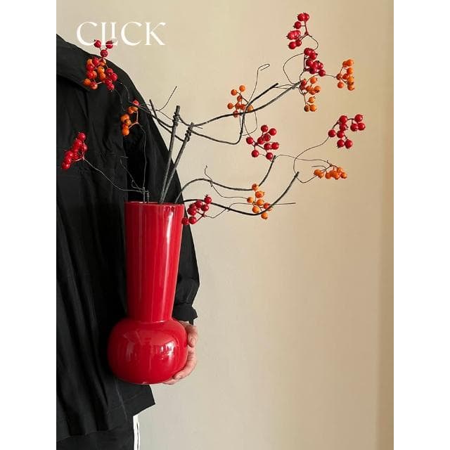 高品質冬青紅果發財果仿真花節日裝飾道具家用喬遷結婚禮物