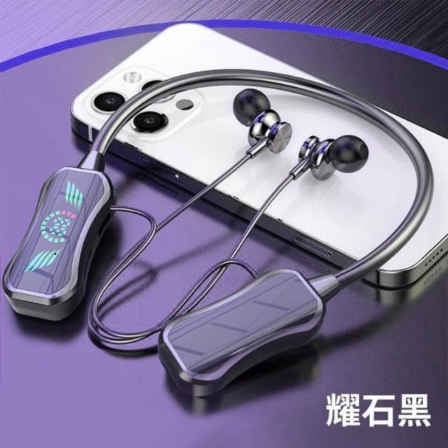 頸掛式立體聲音樂入耳式掛脖雙耳運動跑步藍牙無線耳機長待機批發