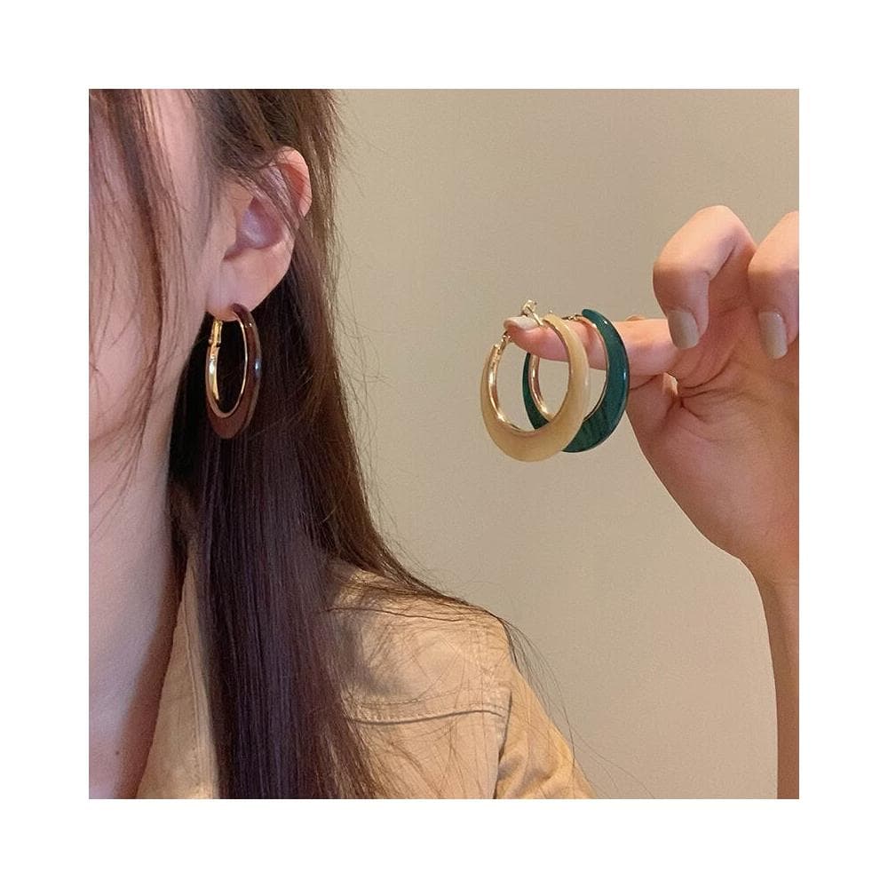  耳環秋冬美拉德棕色大圈圈耳環女新款高級感氣質耳飾耳圈輕盈精緻輕奢高級韓國不過敏看不膩超閃耳環耳飾氣質飾品配禮服百搭禮物