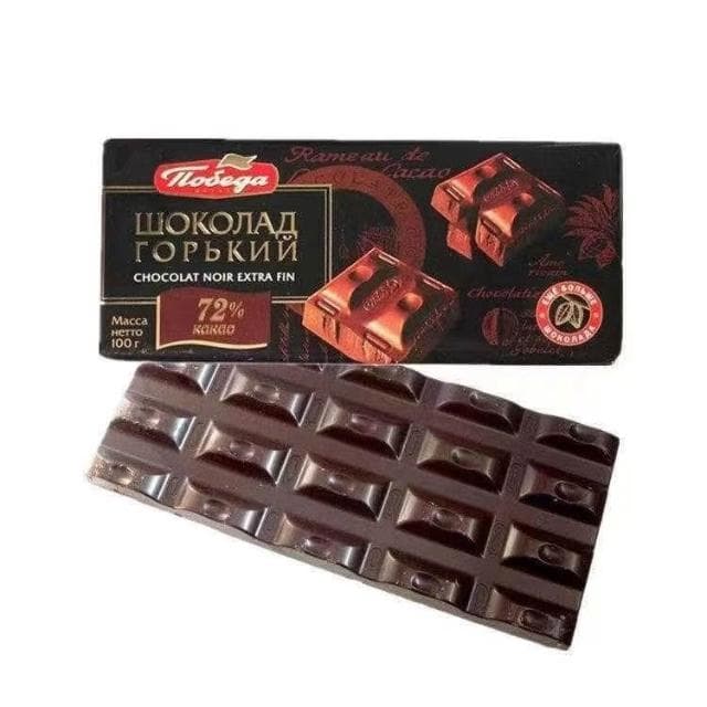 心心相印 俄羅斯進口勝利72%可可含量純黑苦巧克力休閒零食食品