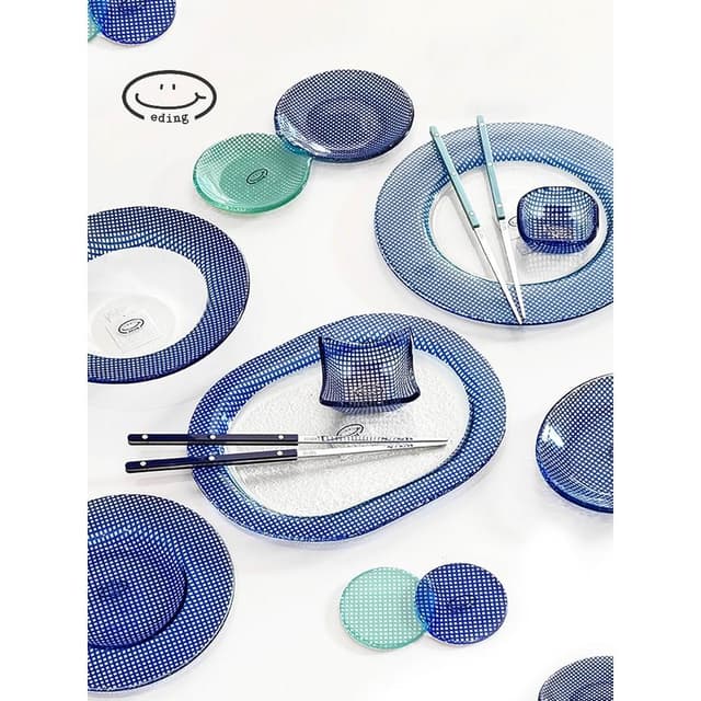 韓國橢圓盤晚餐盤耐熱玻璃多巴胺彩色餐具喬遷禮物結婚禮物