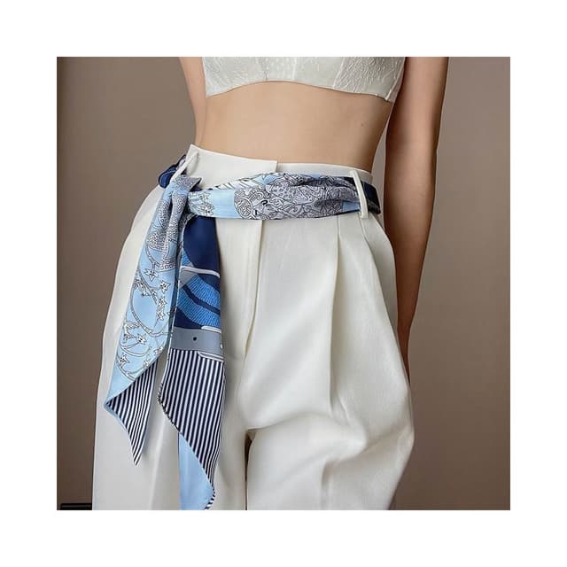 梵花 長條小絲巾腰帶女髮帶百搭高級感薄款春秋款搭配襯衫絲帶繫脖飄帶