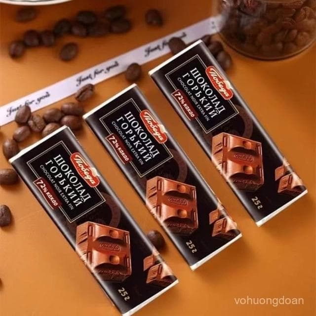 心心相印 【2萬人收藏】俄羅斯原裝進口勝利牌72%可可脂黑巧克力牛奶奶油獨立條禮盒裝