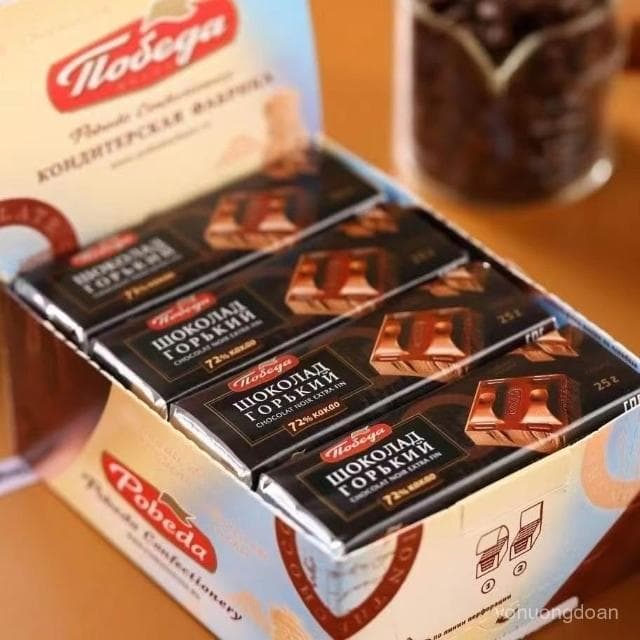 心心相印 【2萬人收藏】俄羅斯原裝進口勝利牌72%可可脂黑巧克力牛奶奶油獨立條禮盒裝