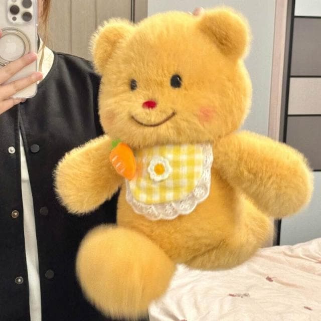 會跑步的奶油黃色小熊玩偶公仔睡覺抱枕娃娃毛絨玩具生日女生