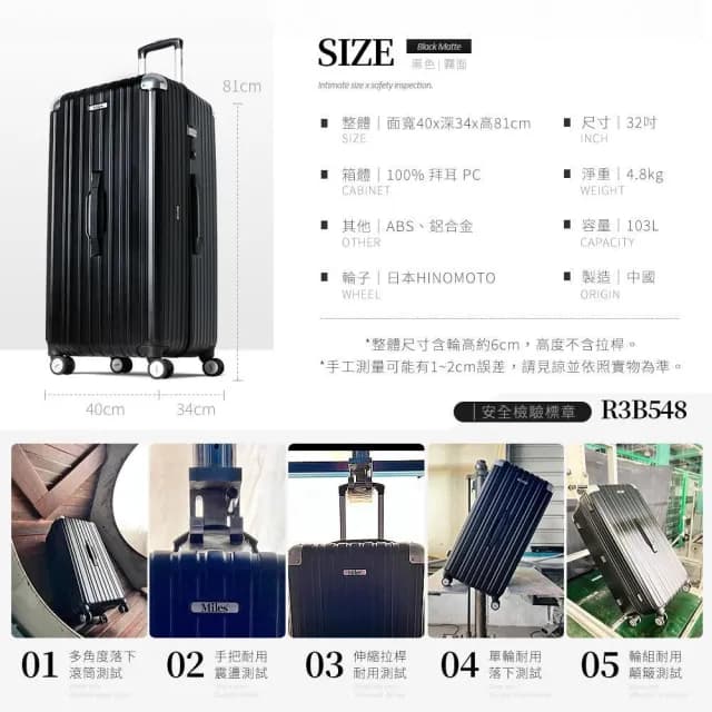 【Mr.Box】32吋大容量PC耐撞運動行李箱/胖胖箱拉鍊款/TSA海關鎖-兩色可選-雙11限定