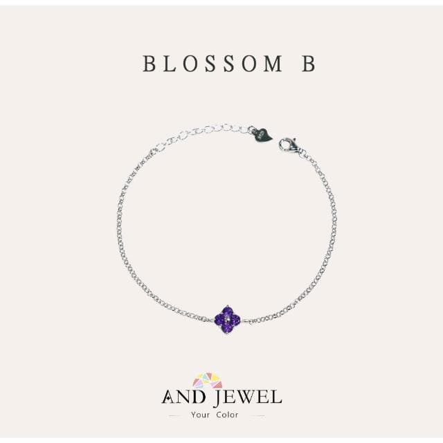[安珠]  紫水晶 紫色 圓形 3mm 手鍊 和諧系列 Blossom B寶石銀飾 AND JEWEL