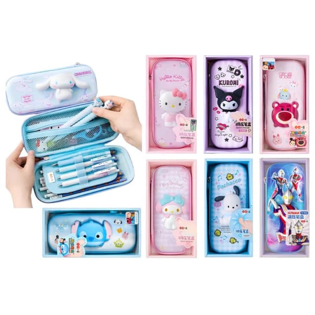 【SANRIO 三麗鷗】三麗鷗 減壓鉛筆盒 筆袋 庫洛米 大耳狗 減壓 筆盒 3D立體 卡通 文具盒 鉛筆盒 單層 交換 開學 生日 聖誕 禮物