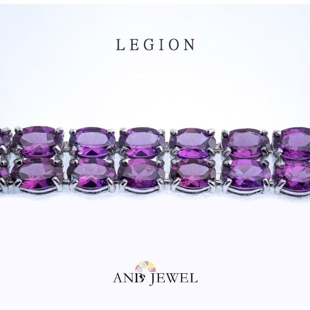 [安珠] 玫瑰石榴石 紫色 橢圓 4*6mm 手鍊 和諧系列 Legion 天然寶石 珠寶銀飾 安的珠寶
