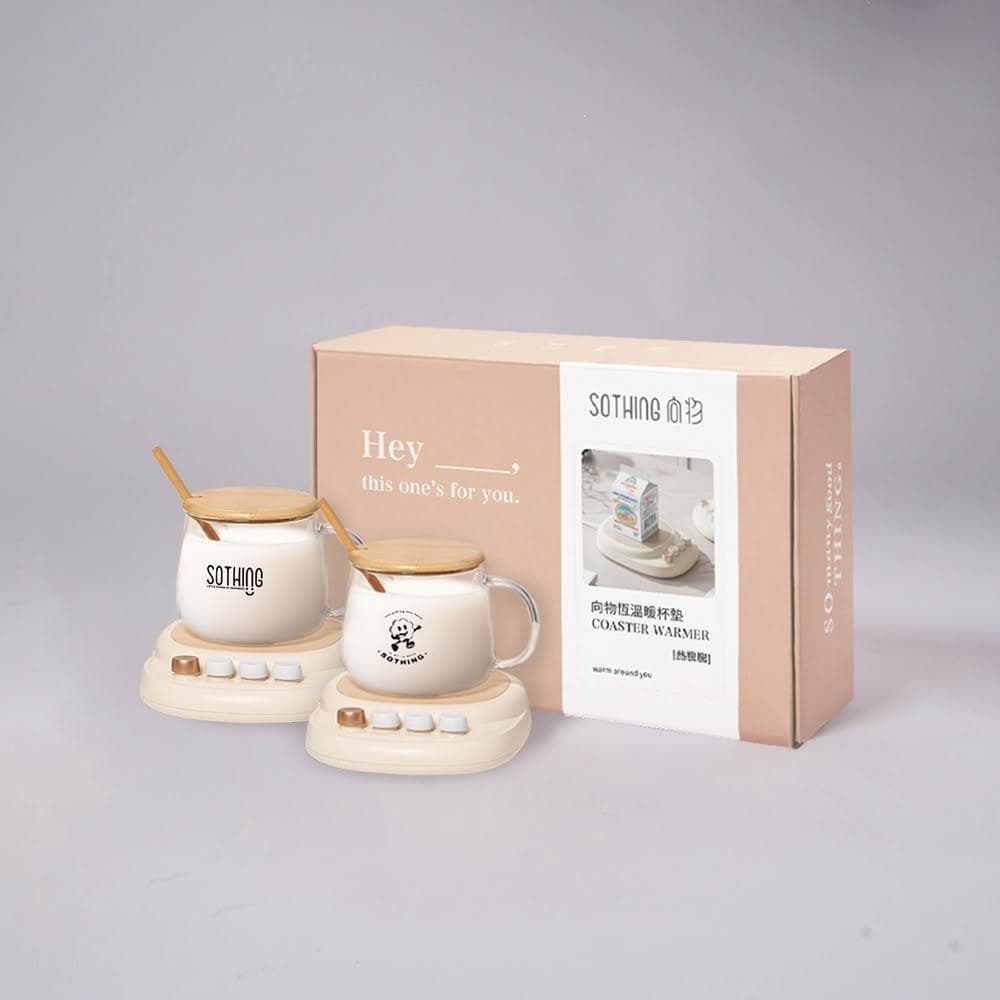 【SOTHING 向物】恆溫暖杯墊禮盒組 熱騰騰(暖杯墊 恆溫杯墊 加溫杯墊 禮物 禮盒 送禮 情人節禮物 交換禮物 玻璃杯)