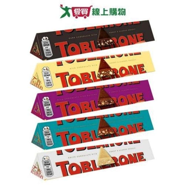 【TOBLERONE】TOBLERONE瑞士三角巧克力系列黑巧克力牛奶葡萄堅果鹹杏仁蜂蜜杏仁100G條