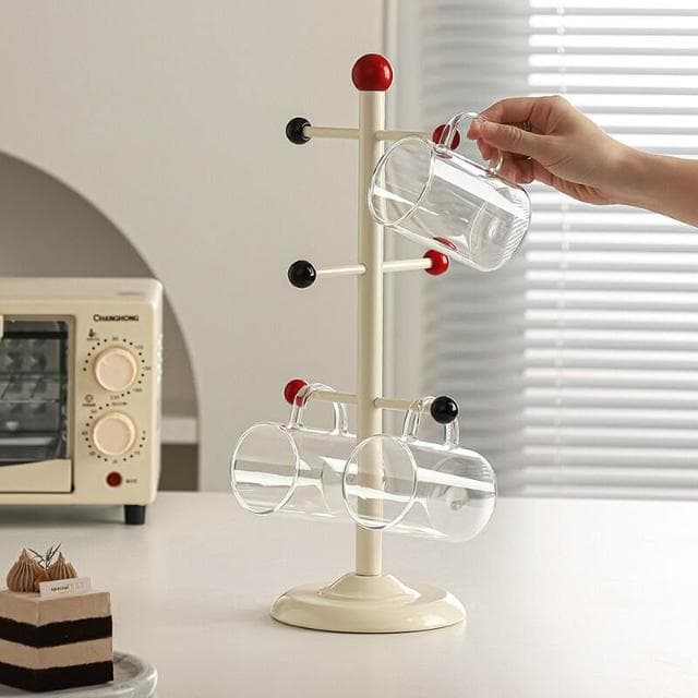 免運 免稅 奶油風高級感陶瓷杯架家用裝飾好物撞色酒杯架客廳收納架子喬遷禮