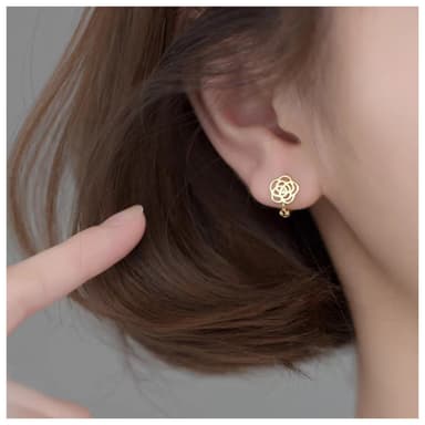 【HaNA 梨花】韓國山茶花之戀．玫瑰小圈耳環