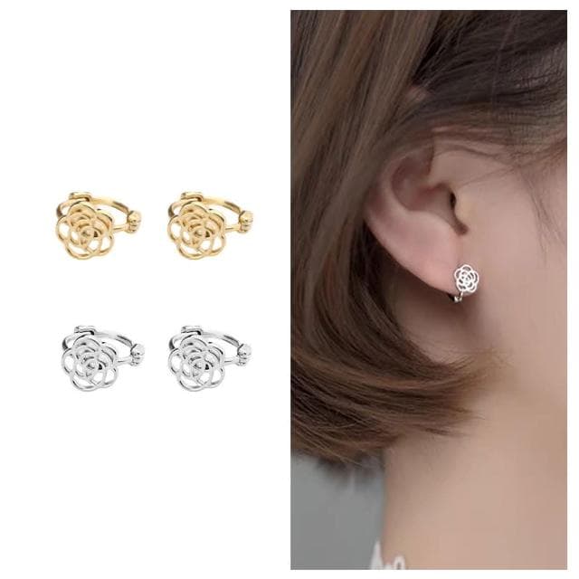 【HaNA 梨花】韓國山茶花之戀．玫瑰小圈耳環
