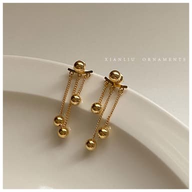 【HaNA 梨花】時髦氛圍感．聚焦目光金屬圓球流蘇耳環