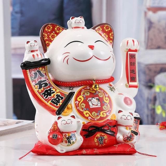招財貓 電動搖手陶瓷招財貓 附墊子 開業禮品 開幕送禮 開店賀禮 家居喬遷開運 送禮佳品 創意擺件