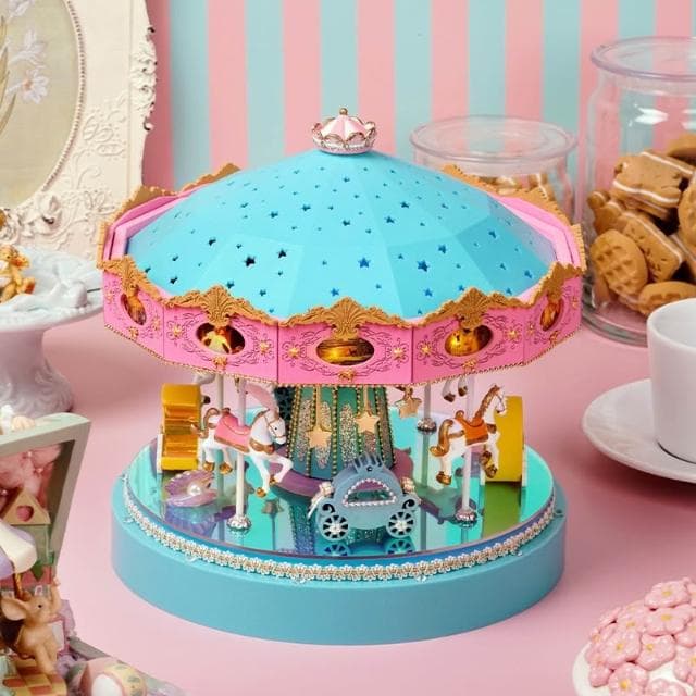 大旺小舖:DIY小屋袖珍屋娃娃屋材料包 夢幻旋轉木馬 生日結婚母親節情人節聖誕交換禮物 實體店面