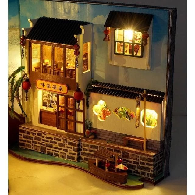 大旺小舖: 新款diy袖珍娃娃屋材料包小屋江南水巷  書本造型小屋 生日結婚母親節情人節聖誕交換禮物 實體店面