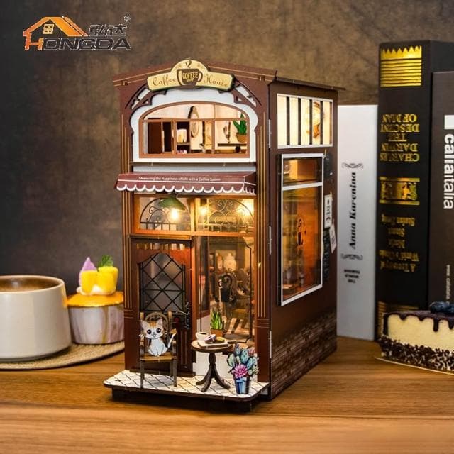 大旺小舖:書立DIY小屋咖啡館猫咖 袖珍屋娃娃屋材料包 生日結婚母親節情人節聖誕交換禮物 實體店面