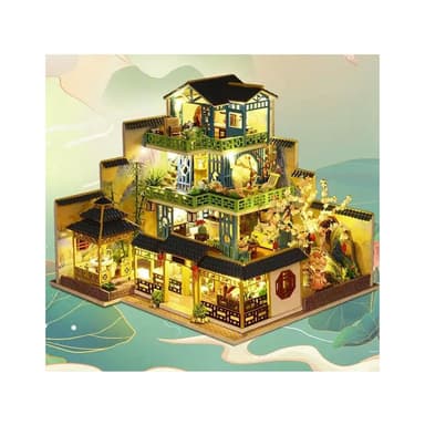 大旺小舖:DIY小屋富春山居 袖珍屋娃娃屋材料包大型屋  生日結婚母親節情人節聖誕交換禮物 實體店面