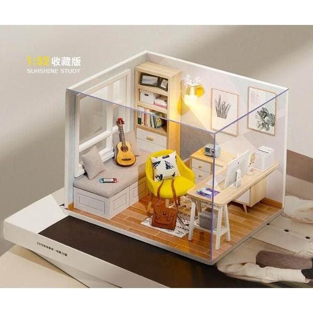 大旺小舖: diy袖珍娃娃屋材料包陽光書房 小型 生日結婚母親節情人節聖誕交換禮物 實體店面