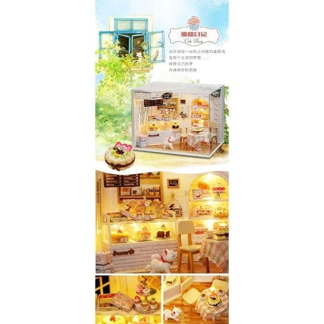 大旺小舖: diy袖珍娃娃屋材料包小屋蛋糕日記 來開蛋糕店喔 生日結婚母親節情人節聖誕交換禮物 實體店面