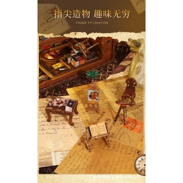 大旺小舖:台北現貨書立DIY小屋藏書閣 袖珍屋娃娃屋材料包 生日結婚母親節情人節聖誕交換禮物 實體店面