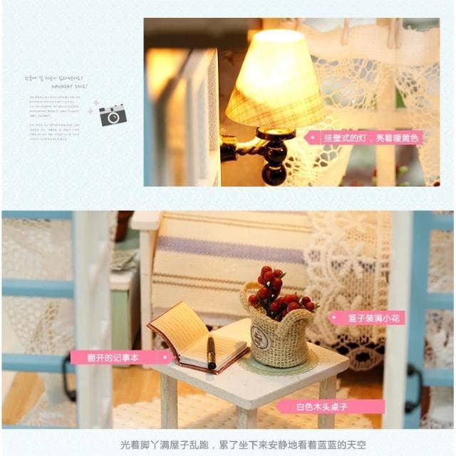 大旺小舖:DIY小屋森藍時光  袖珍屋娃娃屋材料包 生日結婚母親節情人節聖誕交換禮物 實體店面