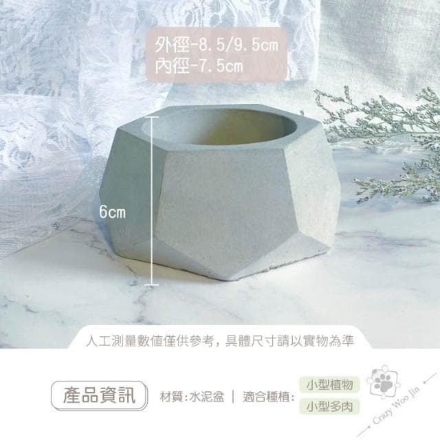 【瘋伍金】六角圓孔造型水泥盆 2.5吋盆 多肉盆栽 家用植物盆 有底孔 小盆栽 小陶盆