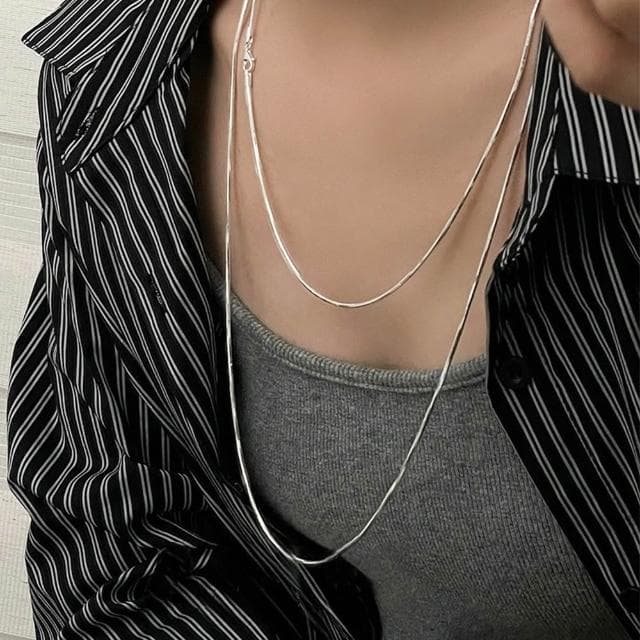 【EMMA SUE】純銀項鍊 配飾 抗過敏項鍊 飾品 項鍊 百搭 女生禮物 氣質項鍊 s925純銀 長項鍊 毛衣鍊 長鍊 女生項鍊 