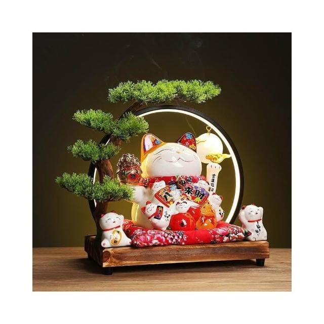 新品傢居搖手招財貓 倒流香 香爐 陶瓷 招財擺飾 風水擺件 客廳 玄關 公司 店鋪 開幕送禮