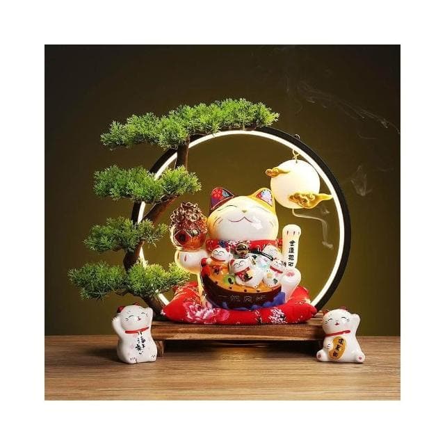 新品傢居搖手招財貓 倒流香 香爐 陶瓷 招財擺飾 風水擺件 客廳 玄關 公司 店鋪 開幕送禮