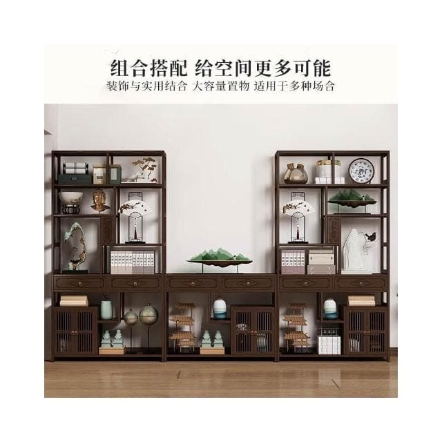 博古架實木中式多寶閣展示櫃茶室茶櫃茶具架子置物架茶葉收納櫃子