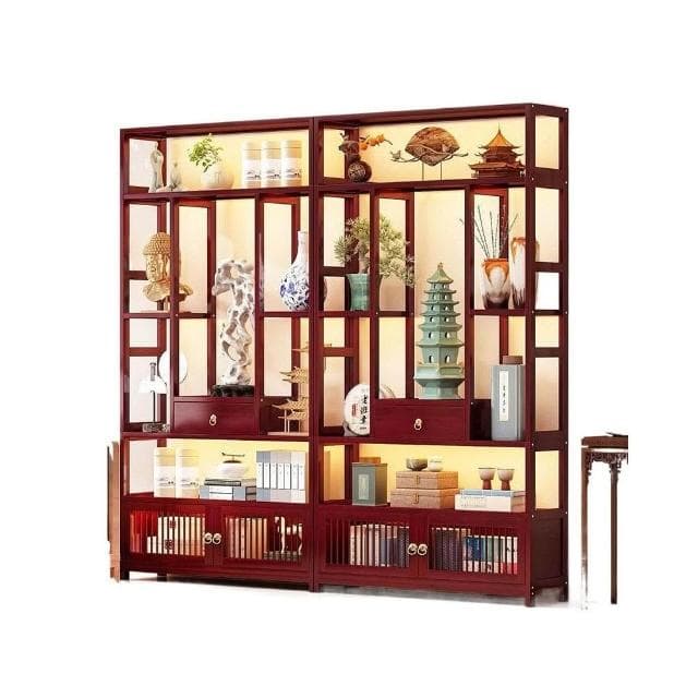博古架非實木新中式茶葉展示櫃茶架茶櫃置物架茶室茶具擺件收納架