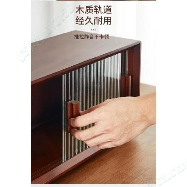 桌面收纳柜 实木餐桌水杯茶具置物架 咖啡杯子收纳盒 防尘厨房储物柜 防塵廚櫃 杯子層架  茶水间杯子櫃 瓶罐