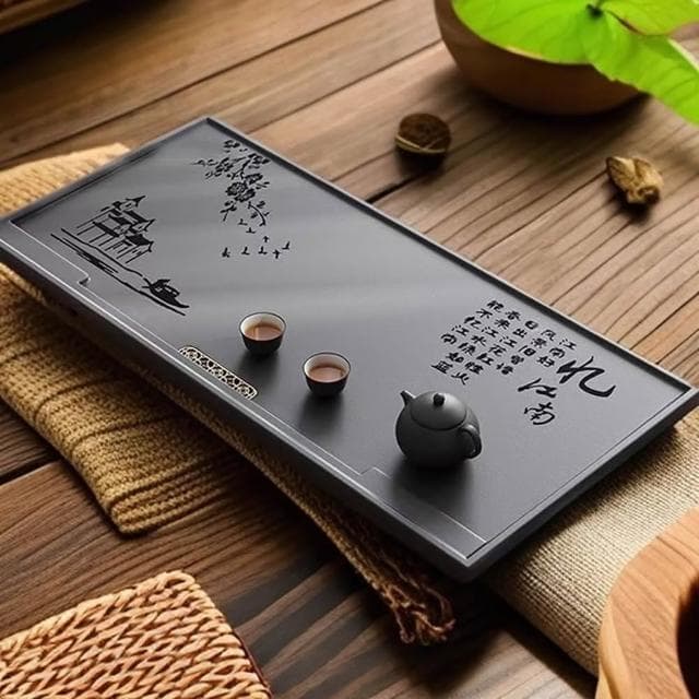 烏金石茶盤 功夫茶具 茶臺 辦公室茶盤 新中式茶臺 下排水式茶托盤