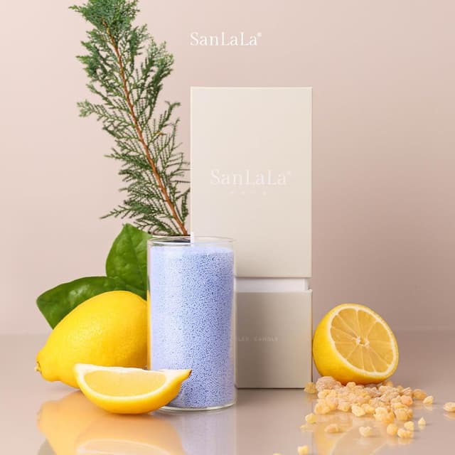 SanLaLa 珍珠沙蠟-香氛蠟燭 (藍/地中海午後)