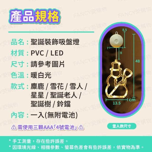 【FANCY LIFE】聖誕裝飾吸盤燈(聖誕燈 吸盤燈 LED 耶誕燈 櫥窗燈 櫥窗裝飾 聖誕樹燈 聖誕節 窗邊燈 聖誕派對 派對燈 交換禮物)