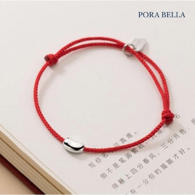 【Porabella】925純銀好運豆紅繩手鍊 好運轉運紅色手繩 幸運姻緣　好人緣紅繩手鍊 Bracelets