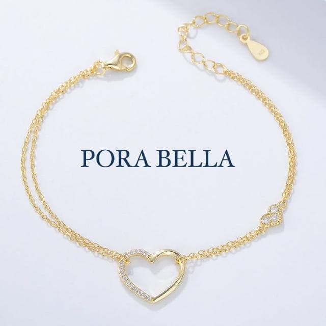 【Porabella】925純銀小巧愛心鋯石造型手鍊 告白禮物 情人節禮物 送女友 銀飾 Bracelets