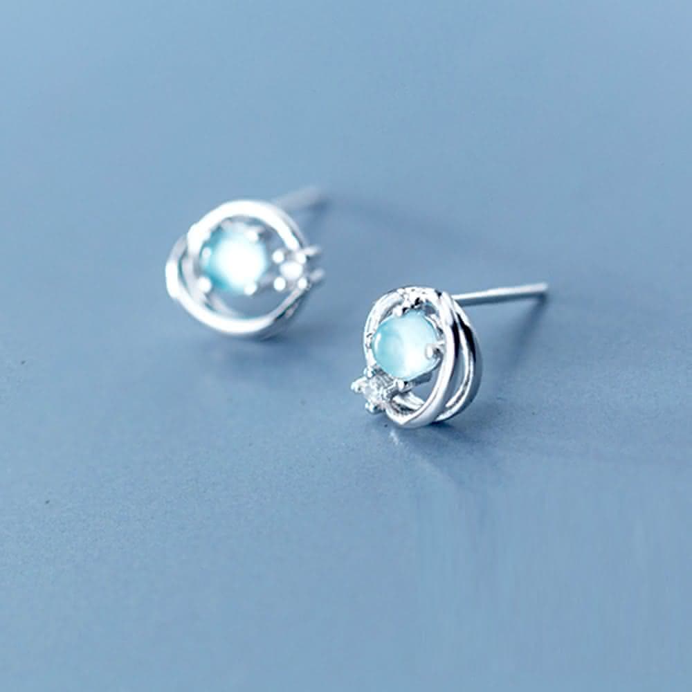 【Porabella】925純銀海洋合成藍寶石耳環 earrings